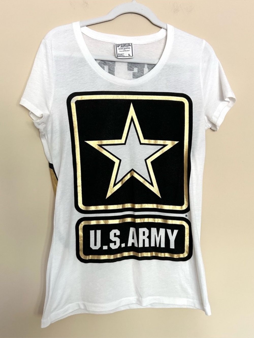 PINK Victoria's Secret US Army Women’s White Short Sleeve Tee Military Edition